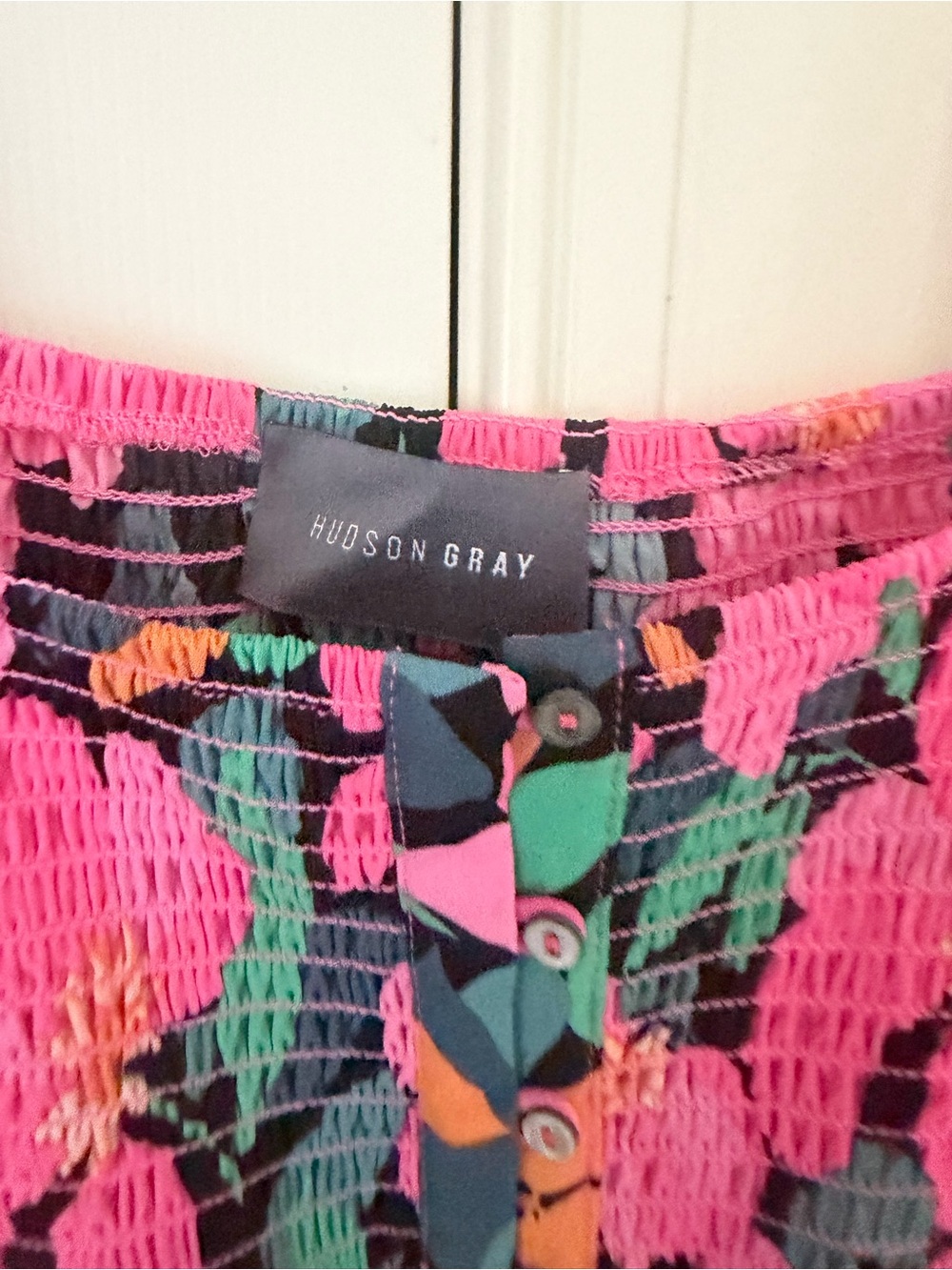 Hudson Gray Pink Multi Smocked Mini Dress